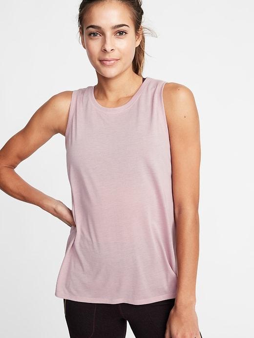 Old Navy Womens Stripe-mesh Tie-back Tank For Women Plum Tonic Size Xs