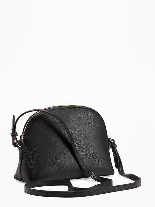 Old Navy Faux Leather Half Moon Bag For Women - Black
