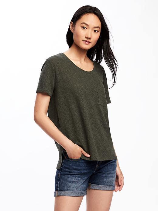 Old Navy Linen Blend Boyfriend Tee For Women - I Think Olive