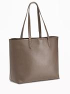 Old Navy Faux Leather Tote For Women - Dark Taupe