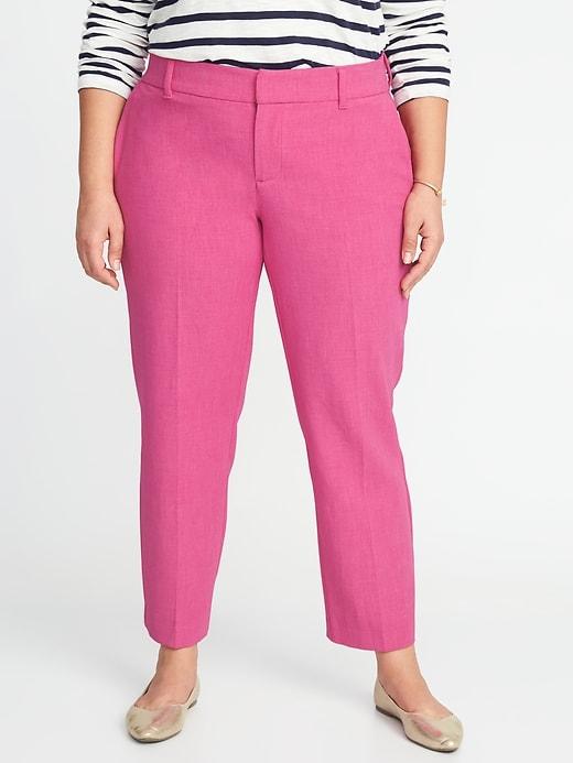 Old Navy Womens Mid-rise Secret-slim Plus-size Harper Pants Magenta Size 16