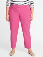Old Navy Womens Mid-rise Secret-slim Plus-size Harper Pants Magenta Size 16