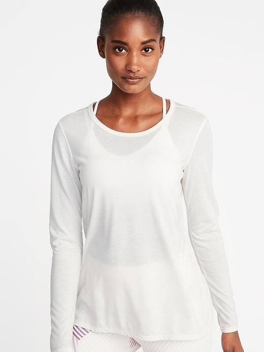 Old Navy Womens Lightweight Mesh-back Performance Top For Women Sea Salt Size L