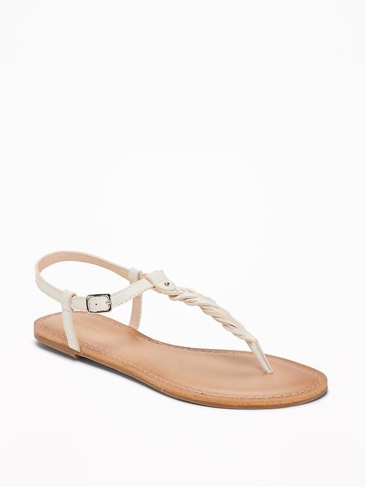 Old Navy Womens Braided T-strap Sandals For Women Bone Size 10