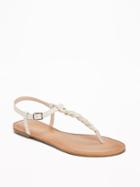 Old Navy Womens Braided T-strap Sandals For Women Bone Size 10