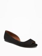 Old Navy Peep Toe Dorsay Flats For Women - Blackjack