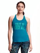 Old Navy Go Dry Performance Classic Racerback Tank For Women - Peacock Jewel