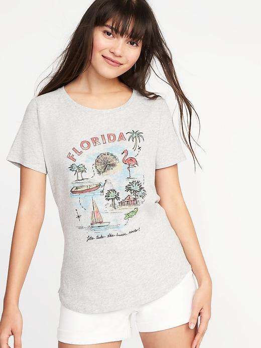 Old Navy Womens Florida Graphic Tee For Women Light Heather Gray Size Xs
