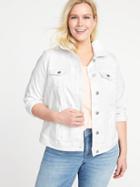 Old Navy Womens Clean-slate White Denim Plus-size Jacket Bright White Size 3x