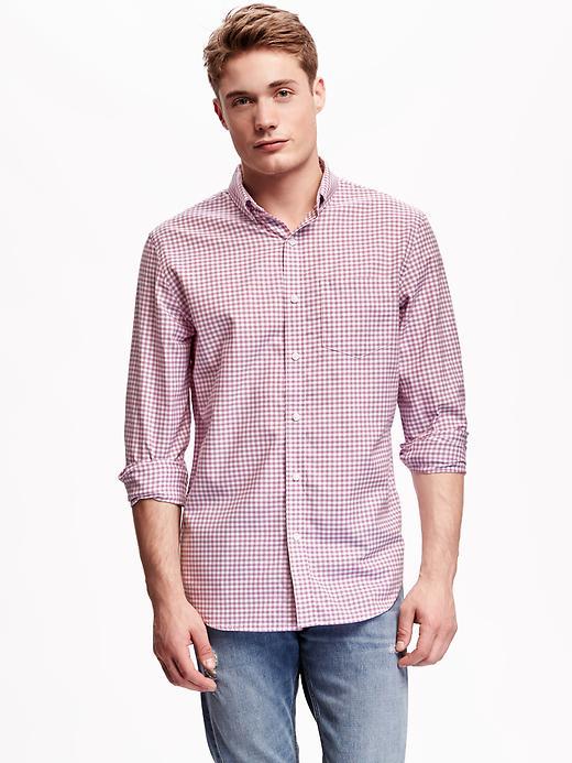 Old Navy Slim Fit Summer Weight Oxford Shirt For Men - Purple Gingham Jas
