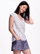 Old Navy Printed Gauze Top For Women - White Texture