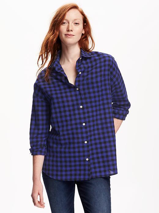 Old Navy Boyfriend Plaid Shirt For Women - Blue Black
