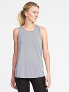 Old Navy Go Dry Ultra Light Cut Out Twist Back Tank For Women - Light Gray Heather