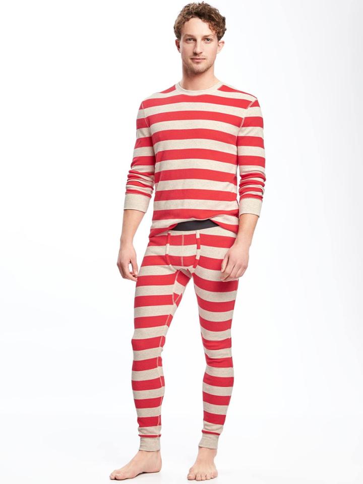 Old Navy Striped Thermal Sleep Set For Men - Red Stripe