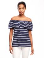 Old Navy Relaxed Off The Shoulder Swing Top For Women - Navy Stripe
