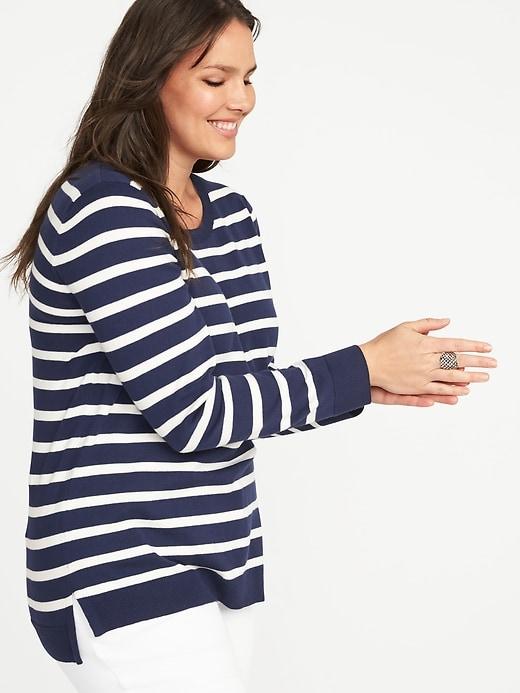 Old Navy Womens Classic Plus-size Crew-neck Sweater Navy Stripe Size 3x