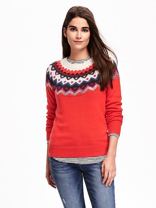Old Navy Sequined Fair Isle Sweater For Women - Fair Isle Multi