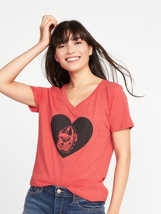 Old Navy Womens College-team Graphic V-neck Tee For Women University Of Georgia Size Xs