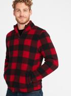 Old Navy Mens 1/4-zip Sherpa Pullover For Men Red Plaid Size M