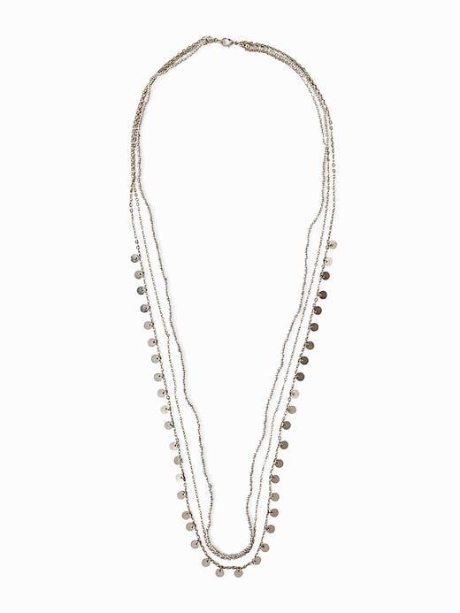 Old Navy Beaded Coin Necklace For Women - Silver