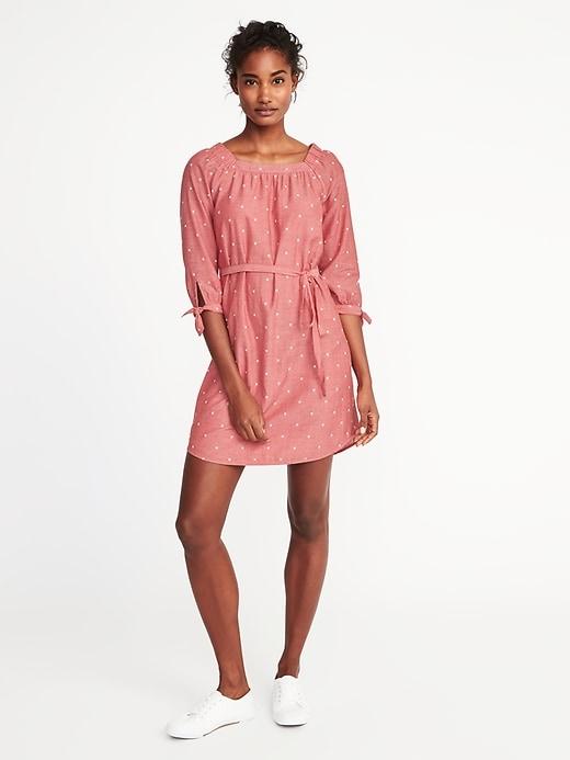 Old Navy Womens Square-neck Clip-dot Shift Dress For Women Light Pink Size S