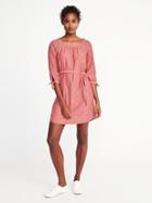 Old Navy Womens Square-neck Clip-dot Shift Dress For Women Light Pink Size S