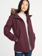Old Navy Womens Hooded Utility Parka For Women Plum Size Xs