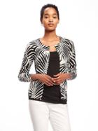 Old Navy Classic Printed Crew Neck Cardi For Women - White/palm