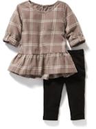 Old Navy 2 Piece Plaid Tunic And Leggings Set Size 0-3 M - Chocolate Malted
