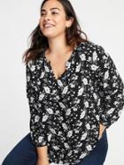 Old Navy Womens Relaxed Plus-size Shirred Blouse Black Floral Size 4x