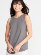 Old Navy Womens Luxe High-neck Swing Tank For Women Dark Heather Gray Size S