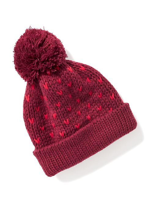 Old Navy Sweater Knit Pom Pom Beanie For Women - Wine Purple