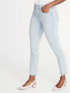 High-rise Secret-slim Pockets Power Straight Raw-edge Ankle Jeans For Women