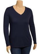 Womens Plus Perfect V Neck Tees Size 1x Plus - In The Navy