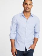 Old Navy Mens Slim-fit Linen-blend Shirt For Men Light Blue Size Xxxl