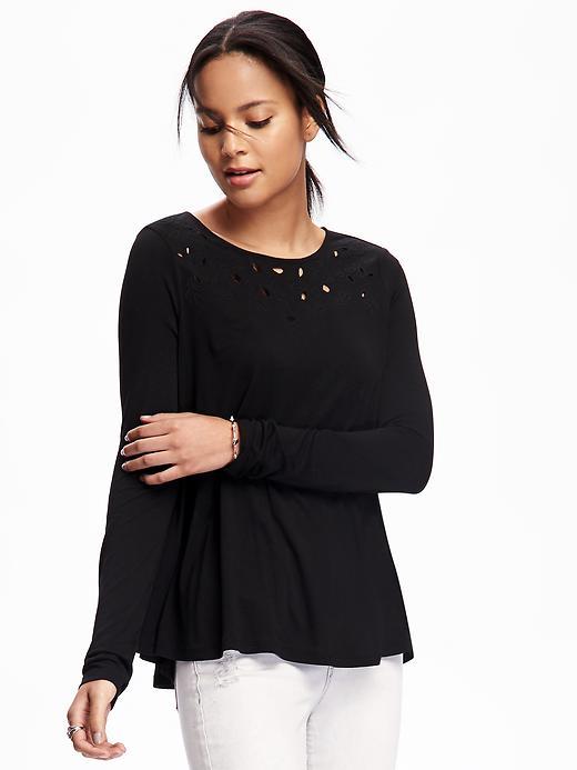 Old Navy Swing Cutwork Top For Women - Black