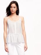 Old Navy Button Front Dobby Peplum Cami For Women - White