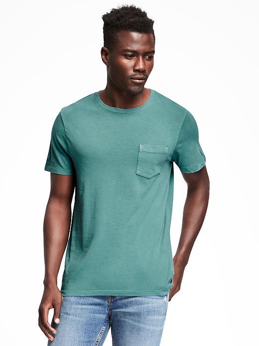 Old Navy Garment Dyed Crew Neck Pocket Tee For Men - Emerald