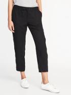 Old Navy Womens Mid-rise Tencel Soft Utility Pants For Women Black Size L