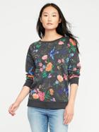 Old Navy Printed French Terry Sweatshirt For Women - Black Floral