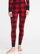 Old Navy Womens Patterned Thermal-knit Sleep Leggings For Women Red Buffalo Plaid Size L