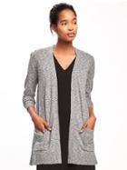 Old Navy Relaxed Open Front Long Cardi For Women - Grey Marl
