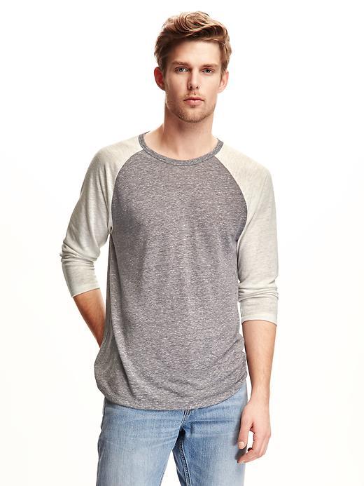 Old Navy Linen Blend Baseball Tee For Men - Heather Gray