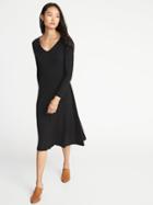 Old Navy Womens Fit & Flare Midi Dress For Women Blackjack Size Xs