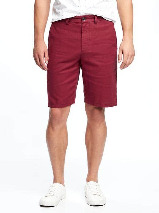 Old Navy Slim Linen Blend Shorts For Men 10 - Gosh Garnet