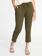Old Navy Womens Mid-rise Linen-blend Cropped Pants For Women Moss Landing Size Xl