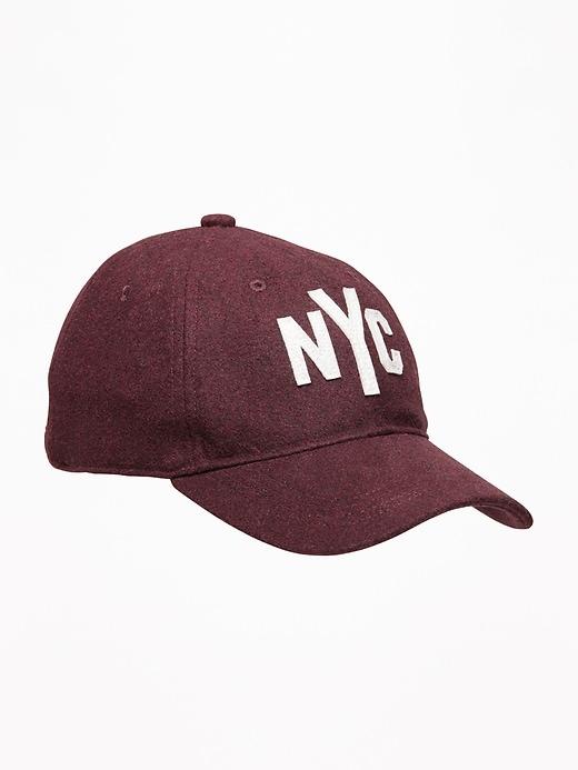 Old Navy Mens Graphic Felt Baseball Cap For Men Burgundy Nyc Size One Size