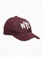 Old Navy Mens Graphic Felt Baseball Cap For Men Burgundy Nyc Size One Size
