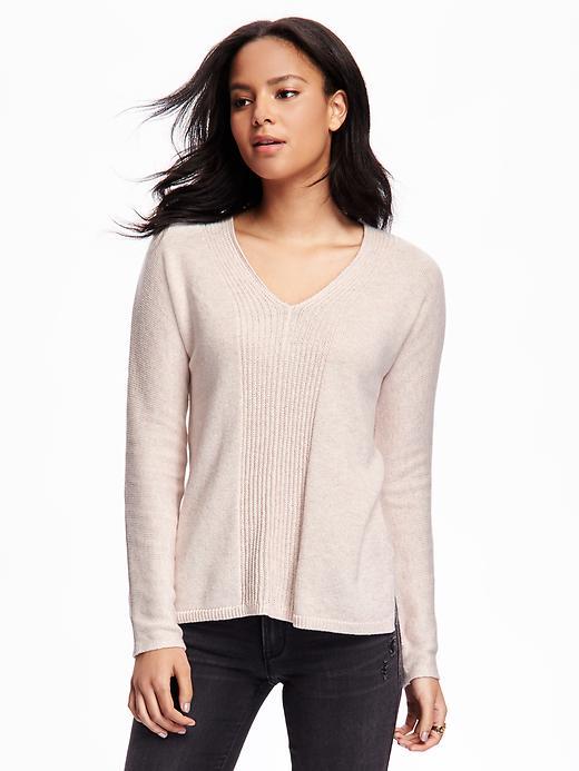 Old Navy V Neck Rib Knit Pullover For Women - Blush