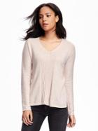 Old Navy V Neck Rib Knit Pullover For Women - Blush